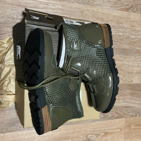 Sorel Major Lace Boots Nori Green Patent Mesh Women's Size 7 - Picture 16 of 16